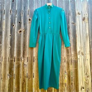 Vintage 1980s green high collar dress